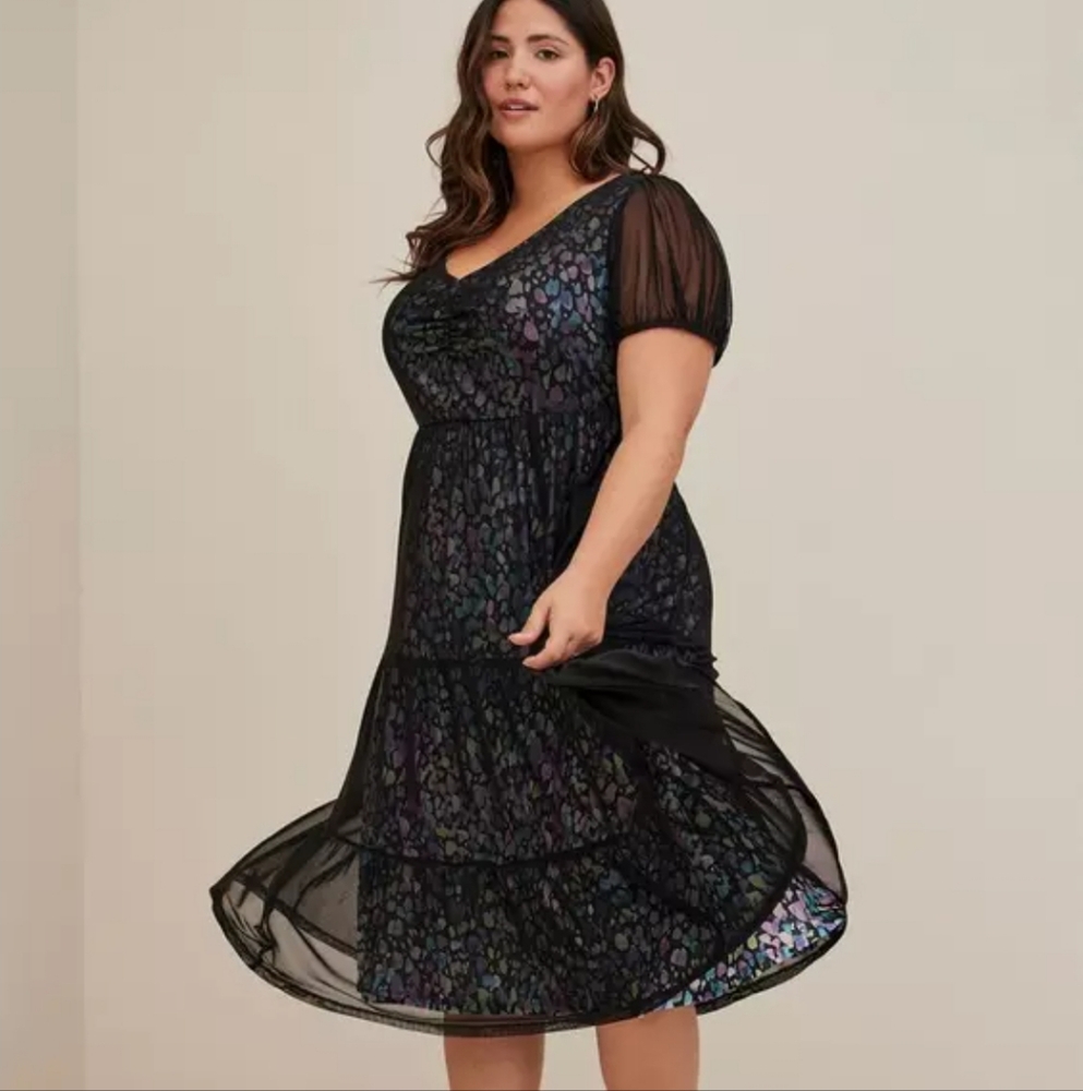Torrid Black Multicolor Patterned Dress